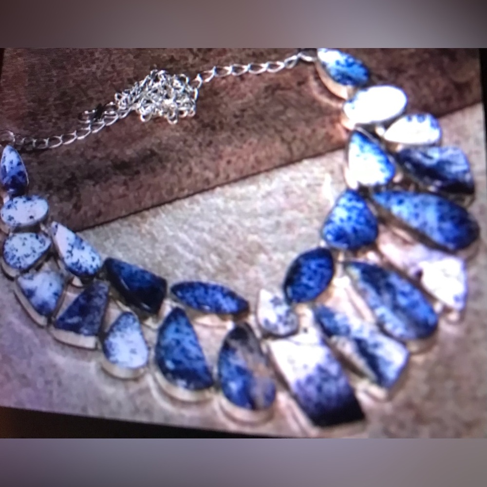 Dendritic Opal Stamped 925 Sterling Silver Necklace